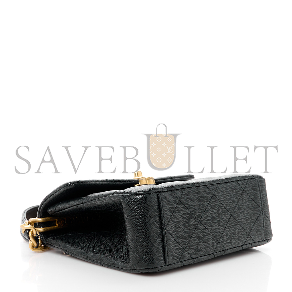 Ch*el master caviar quilted 31 rue cambon mini top handle flap (19*15*7cm)